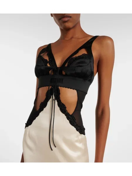 Rochie midi The Attico din satin negru