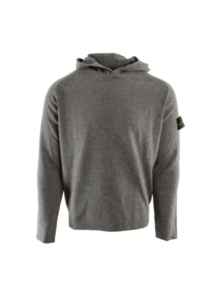 Bluza z kapturem Stone Island wełniana z kapturem z kamieniami szara