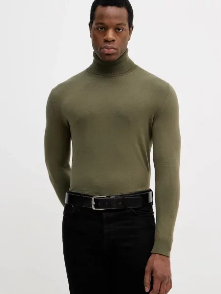 Sisley sweter lekki z golferm zielony