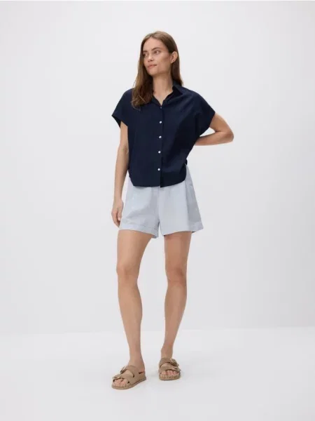 Reserved Шорти з домішкою льону блідо-блакитний блакитні