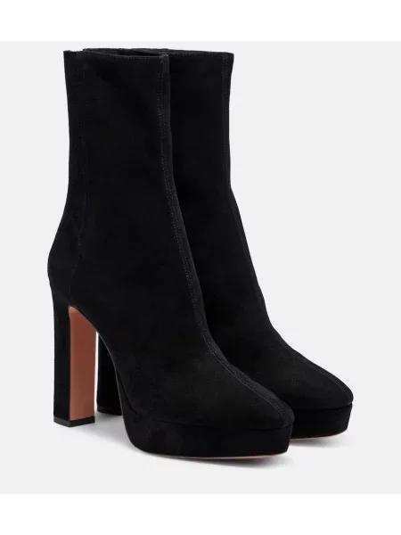 Čevlji do gležnjev Aquazzura iz semiša s platformo črna