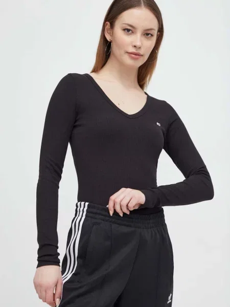 Блуза с дълги ръкави Tommy Jeans черно