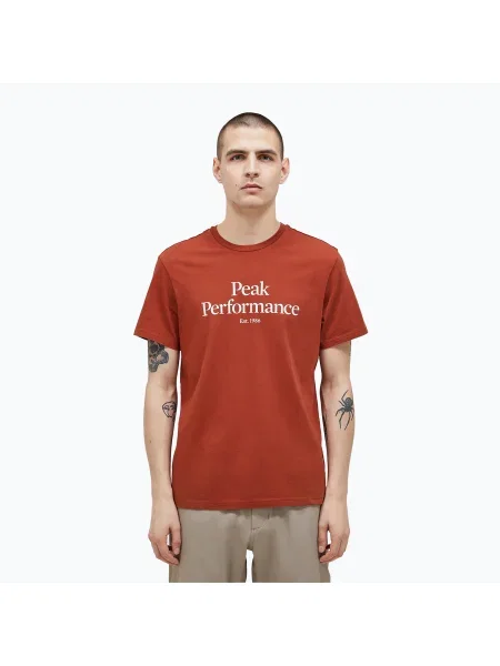 Мъжка тениска Peak Performance Original Tee с подправки кафяво