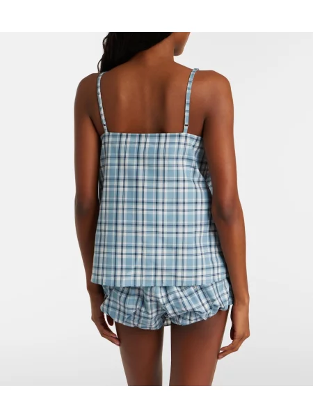 Top Acne Studios cu funde în carouri albastru