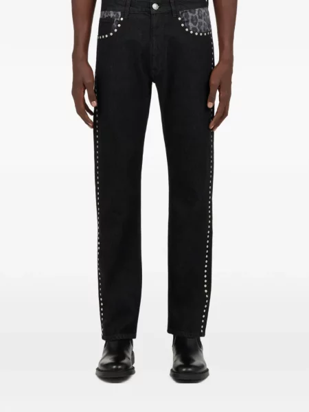 Raštuotos džinsai Roberto Cavalli leopardinės juoda