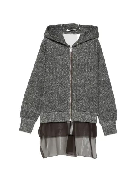 Hanorac cu glugă Undercover cu model herringbone gri