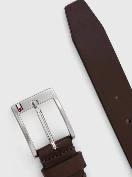 Tommy Hilfiger Kožený opasok hnedá