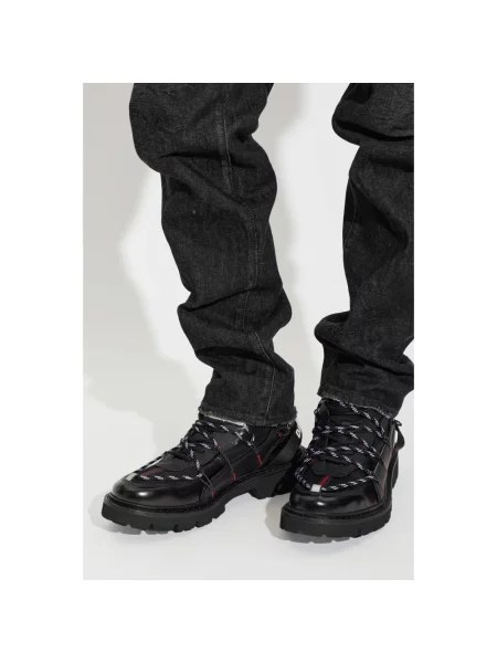 Buty do kostki Dsquared2 skórzane z logo czarne