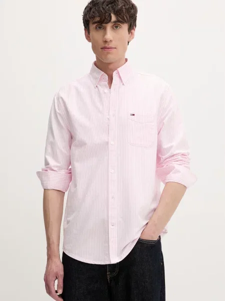 Tommy Jeans cămașă pentru bărbați din roz