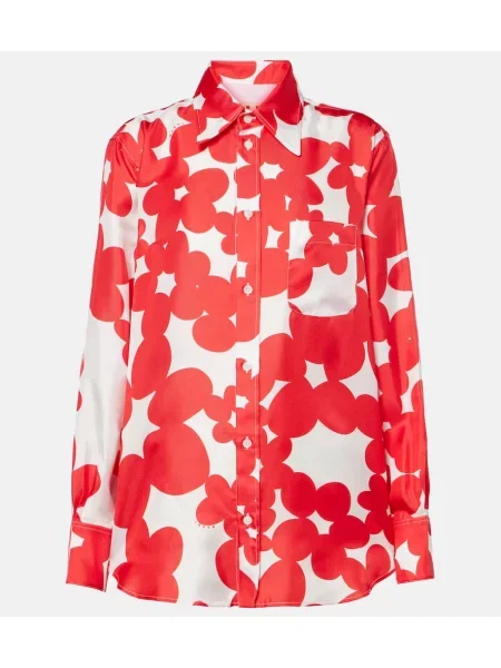 Cămașă Marni de mătase cu imagine roșu