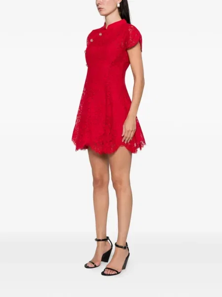 Rochie mini Self-portrait din dantelă de costum roșu