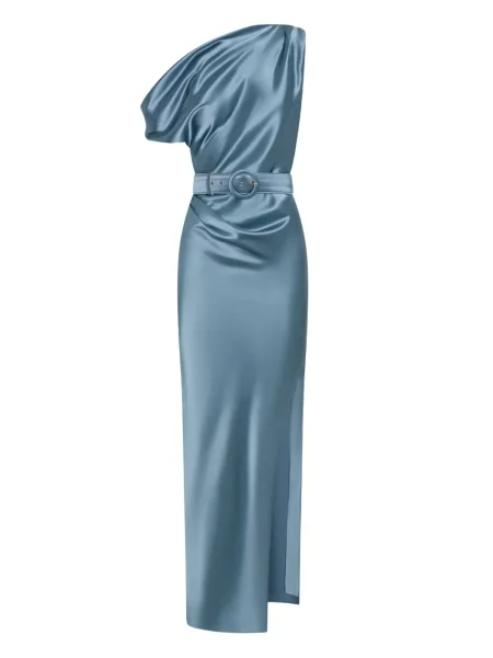 Sukienka midi Nicholas do kolan na jednym ramieniu garniturowa niebieska