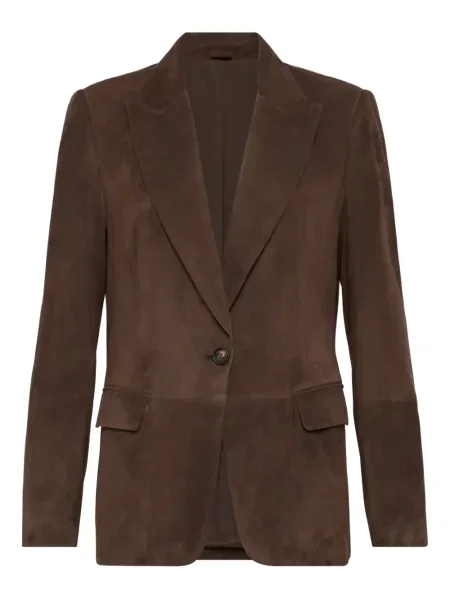 Sacou Brunello Cucinelli din piele de căprioară maro