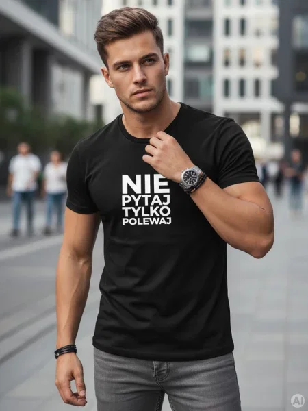 T-shirt z humorystycznym napisem Dstreet czarny