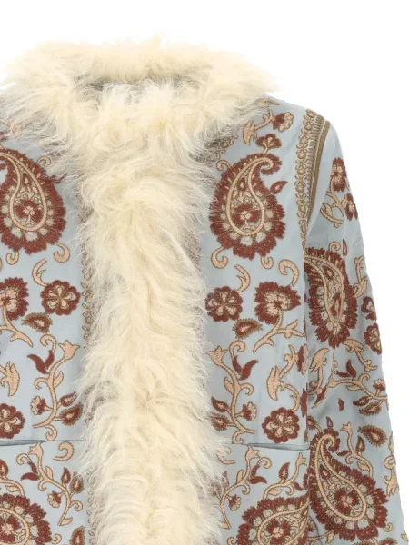 Кожена тапицерия яке Antik Batik с козина синьо