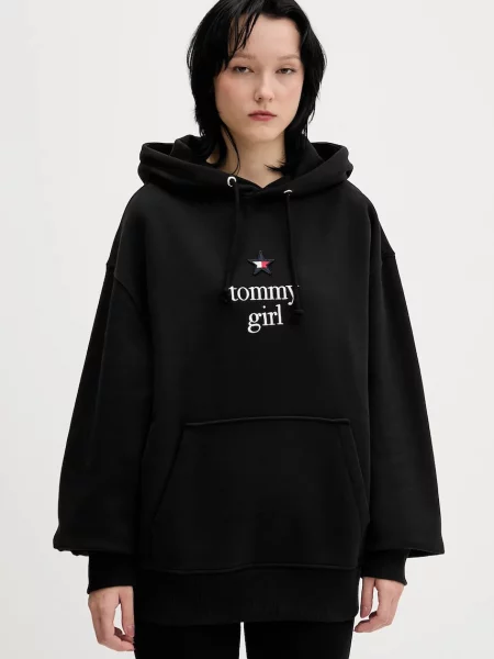 Tommy Jeans hanorac de cu glugă cu imprimeu negru