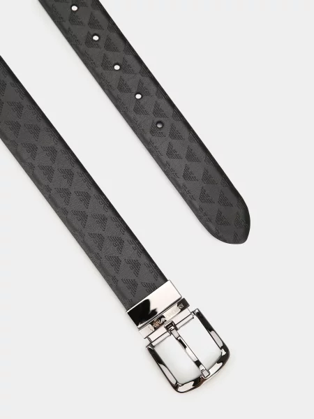 Кожаный ремень Emporio Armani с ремешками черный