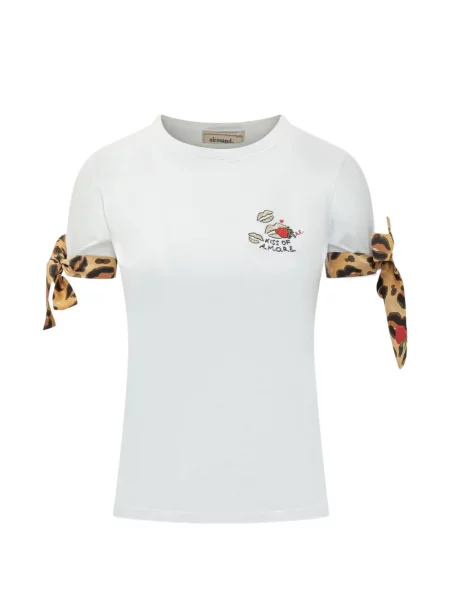 Tricou Alessandro Enriquez cu broderie cu legături alb
