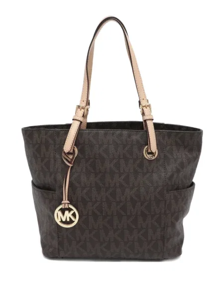 Voiaj geantă de voiaj Michael Michael Kors din piele cu autograf maro