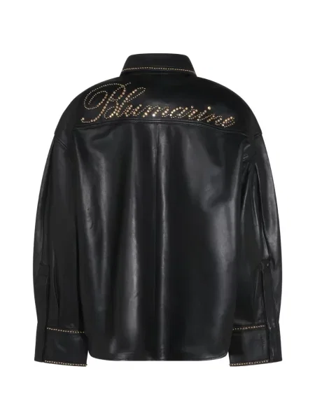 Кожена риза Blumarine с шипове черно