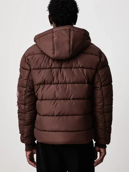 Alpha Industries férfi téli kabát Hooded Puffer Alpha Faux Down barna