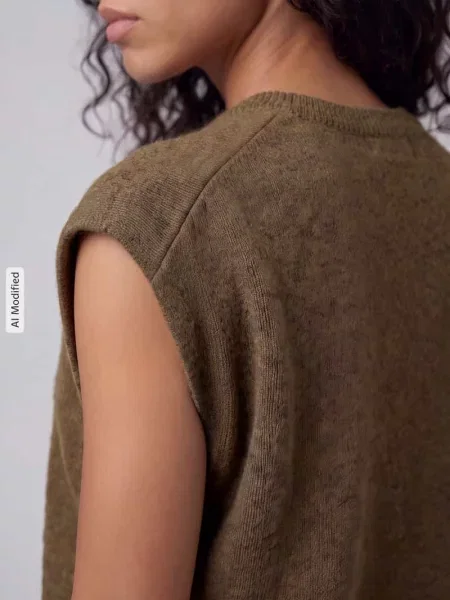 Bezrękawnik o kroju relaxed fit z mieszanki wełny model LULU' Selected oliwkowa