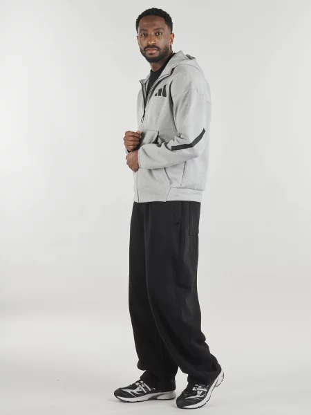 Hanorac cu glugă Adidas Performance cu glugă alergare gri