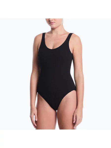 Costum de baie întregi Nike cu decolteu în U negru