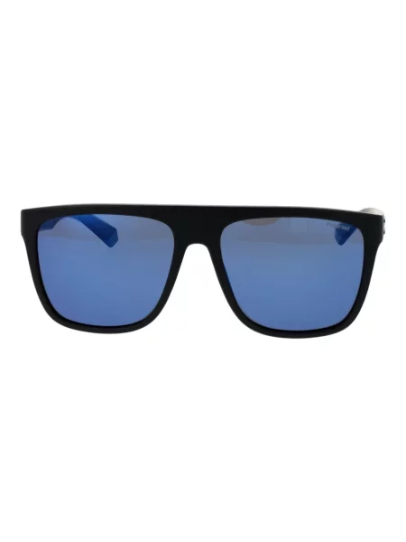 Okulary przeciwsłoneczne męskie Polaroid PLD matte black blue/blue mirror polarized czarne