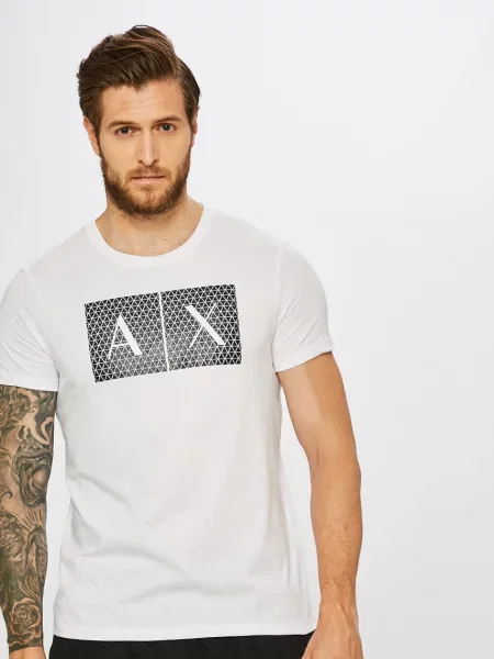 Тениска Armani Exchange с принт бяло