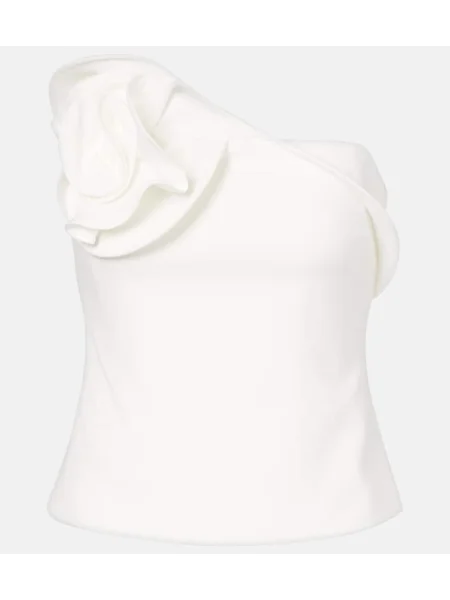 Top Roland Mouret cu model floral fără bretele alb