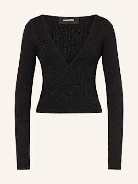 Kardigan Z Błyszczącą Przędzą schwarz czarny