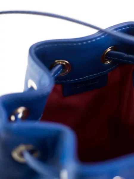 Geantă bucket La Rose din piele albastru
