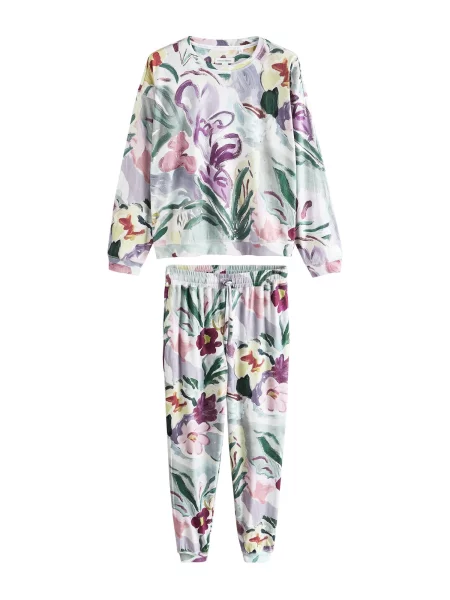 Next Pijama verde smarald / mov zmeură / roz pal alb