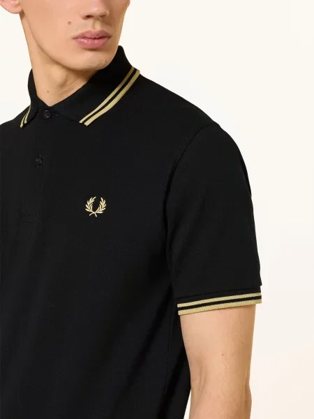 Fred Perry Koszulka Polo Z Pikowanym Wzorem schwarz czarna