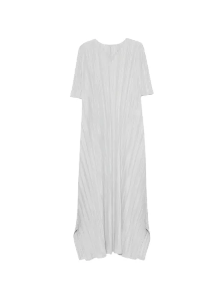 Haljina Pleats Please Issey Miyake s V-izrezom siva