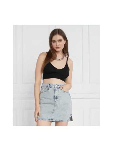 Top din denim Calvin Klein Jeans negru