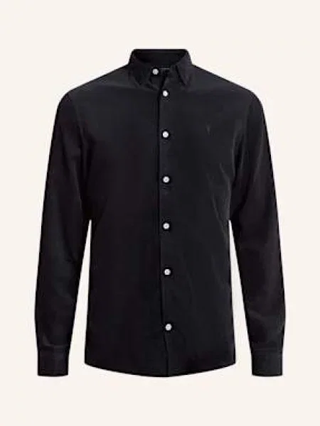Allsaints Koszula Sztruksowa Birchwood Slim Fit schwarz czarna