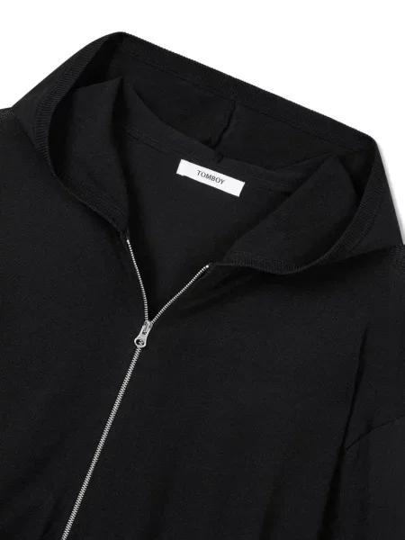 Top Tomboy cu glugă negru