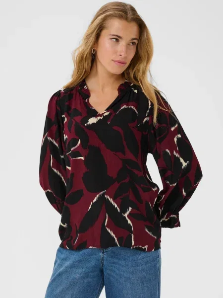 Kaffe Bluza Linda kremna / merlot črna