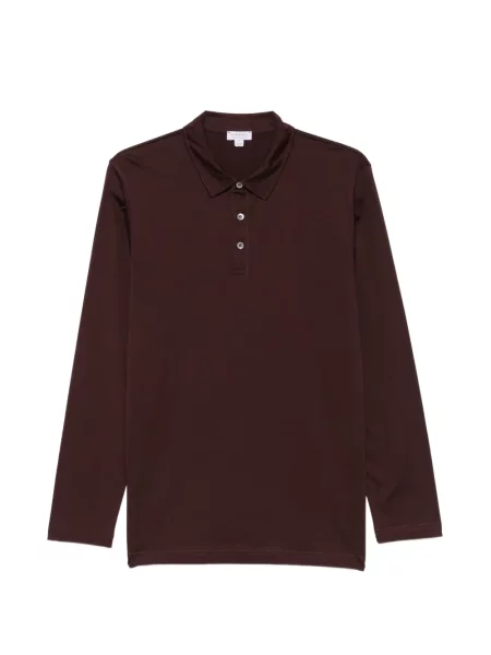 Lung tricou polo Sunspel maro