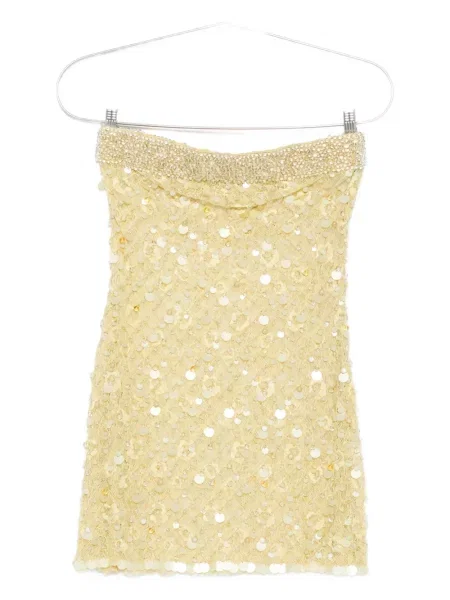 Sukienka mini Roberta Einer z cekinami bez ramiączek garniturowa zielona