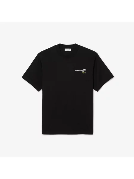Lacoste T-Shirt Z Dżerseju Z Motywem Nadruku czarny