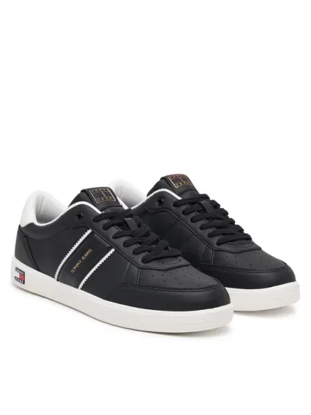 Tommy Jeans Laisvalaikio batai Lightweight Flag Leather Court juoda