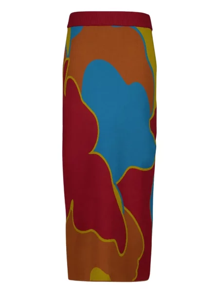 Fustă midi Paula din jacard până la genunchi roșu