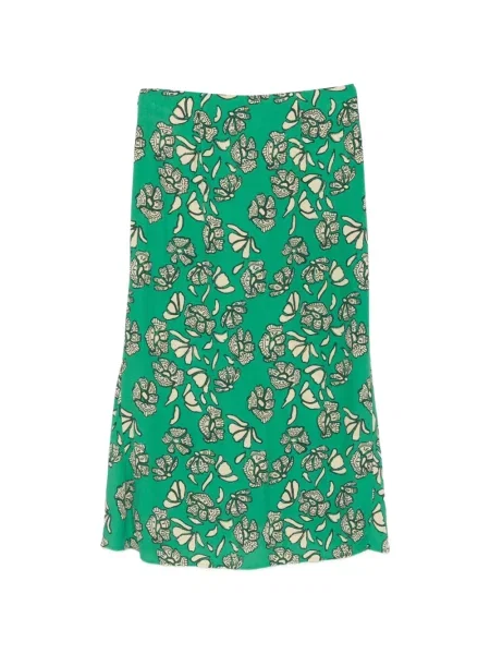 Fustă midi Ba&sh cu model floral cu imagine drapată verde