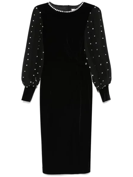 Sukienka midi Nissa z kryształkami do kolan garniturowa czarna