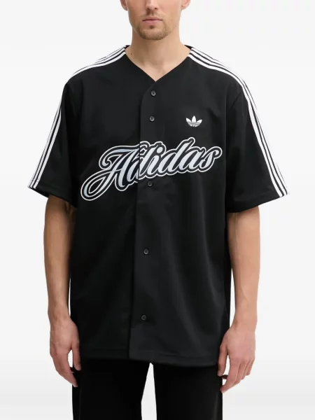 Pantaloni Adidas cu broderie cu dungi alergare negru