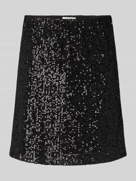 Spódnica mini z cekinowym obszyciem model ‘Orice’ Mbym czarna