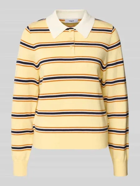 Koszulka polo z plisą na w kroju regular fit model PREGO' Suncoo Paris żółta